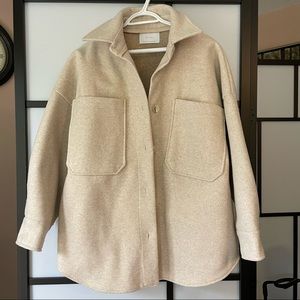 Oak + Fort Cream Oversized Shirt Jacket